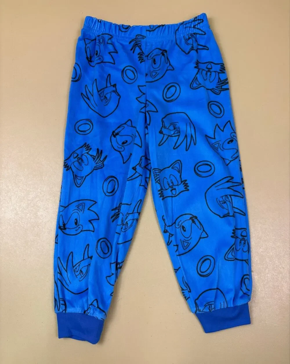 Sonic the Hedgehog Pajama Pants Kids Size 4 Blue Fleece Tails Knuckles NWOT